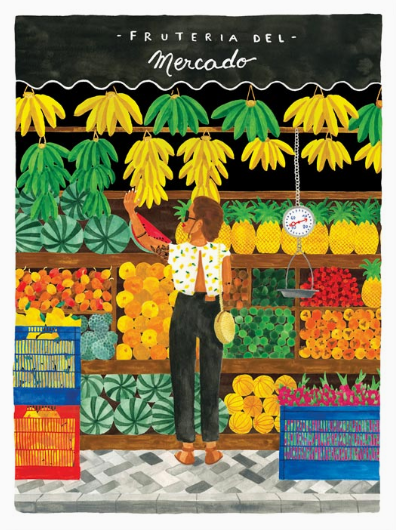 Affiche 30x40 cm "MERCADO" par Claire Leina