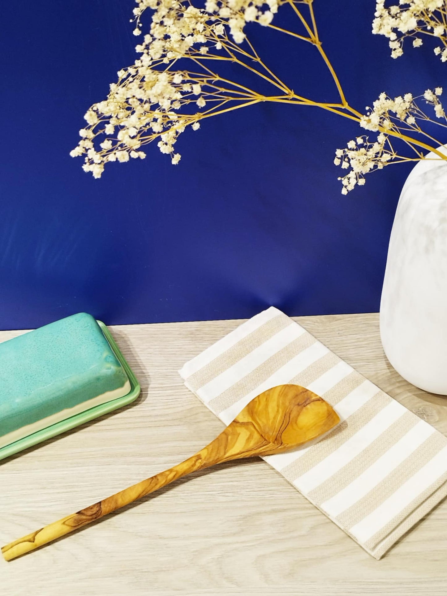 Cuillère biseautée - fait main en bois d'olivier 100% naturel