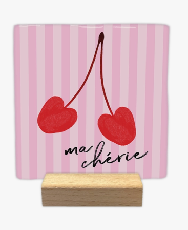 Carreau décoratif en céramique à message "Ma chèrie" – fabrication artisanale