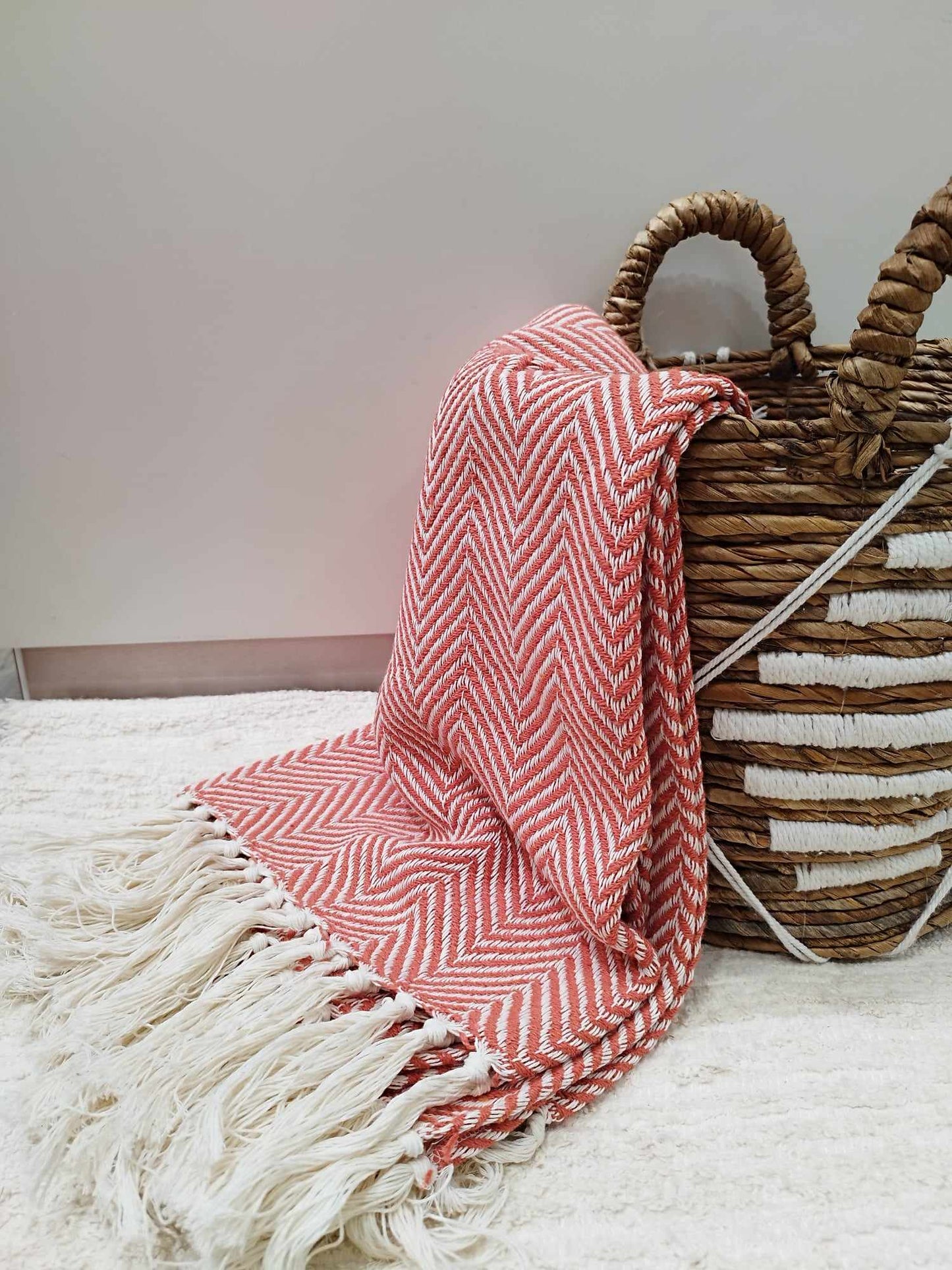 Plaid motif chevrons en coton 135*200cm