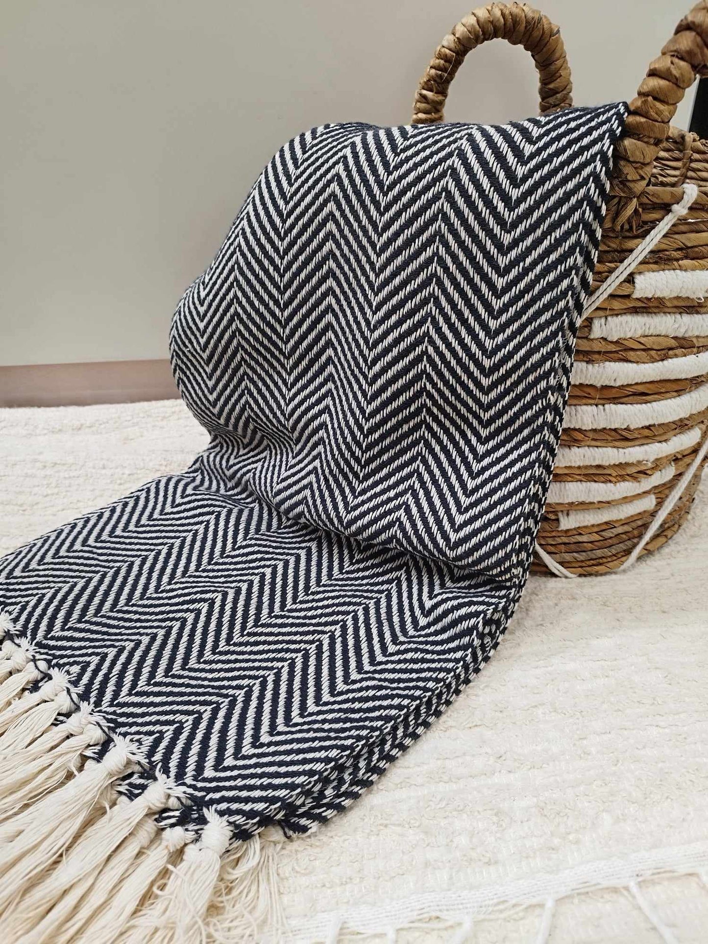 Plaid motif chevrons en coton 135*200cm