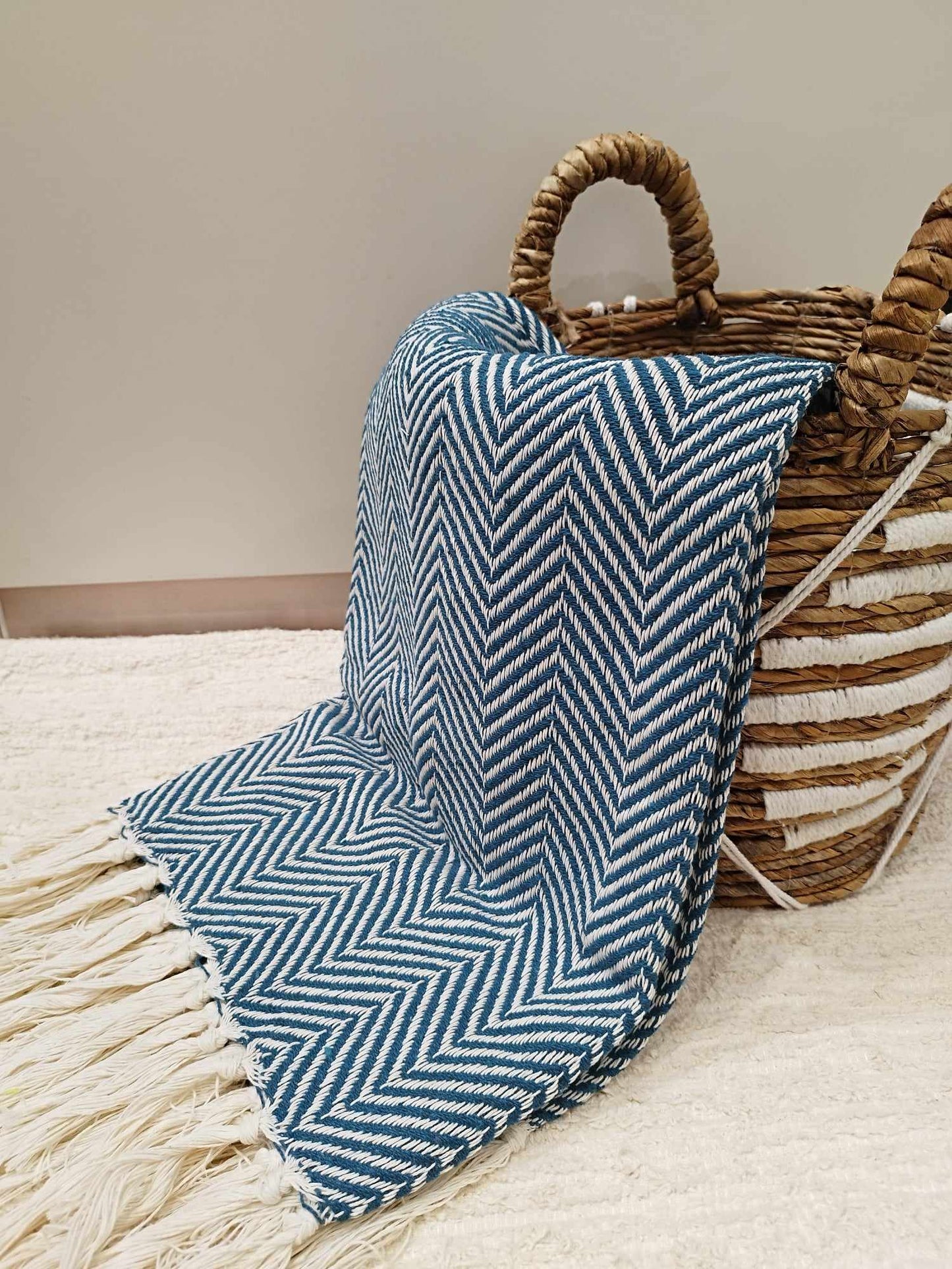 Plaid motif chevrons en coton 135*200cm