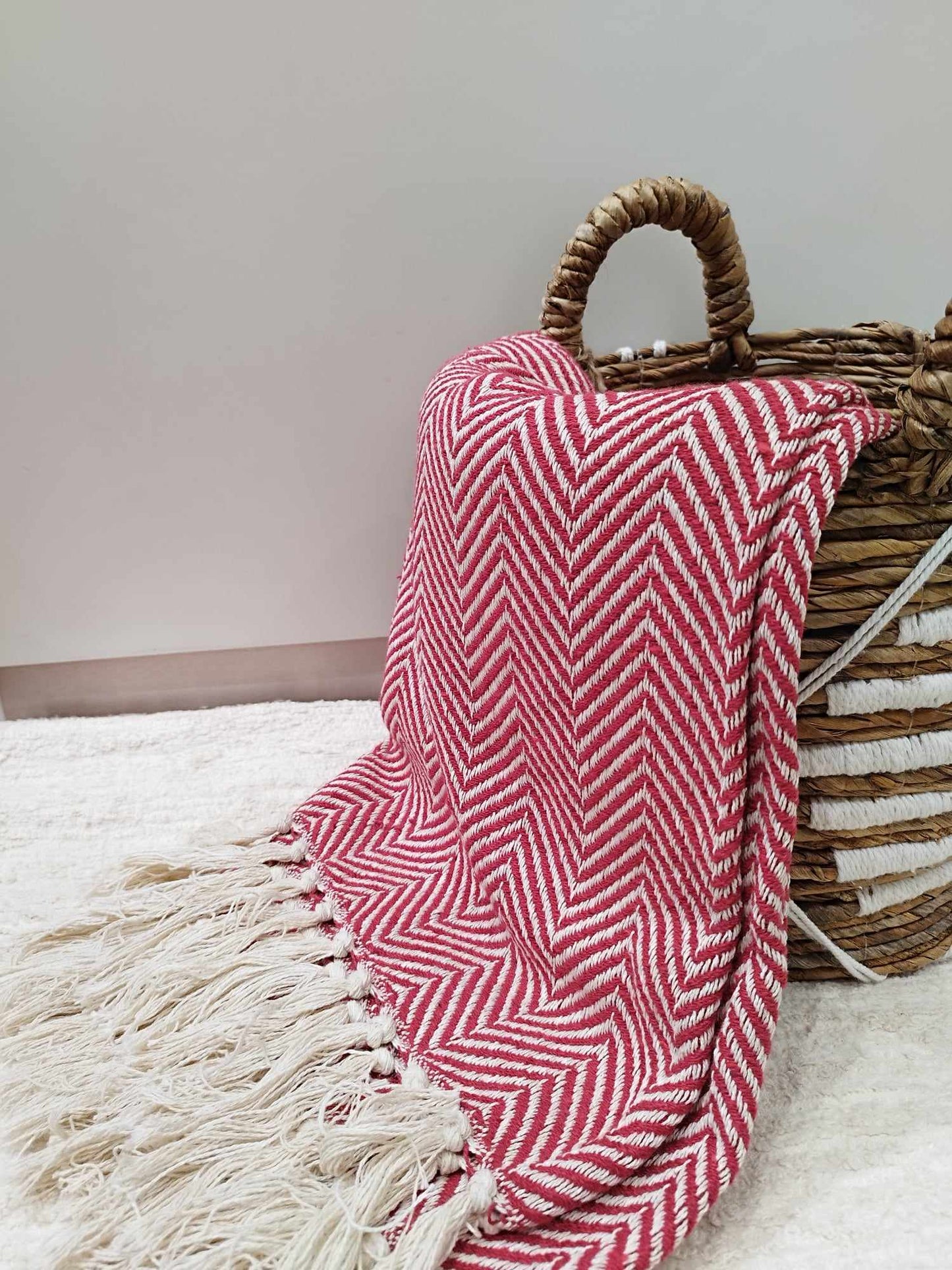 Plaid motif chevrons en coton 135*200cm