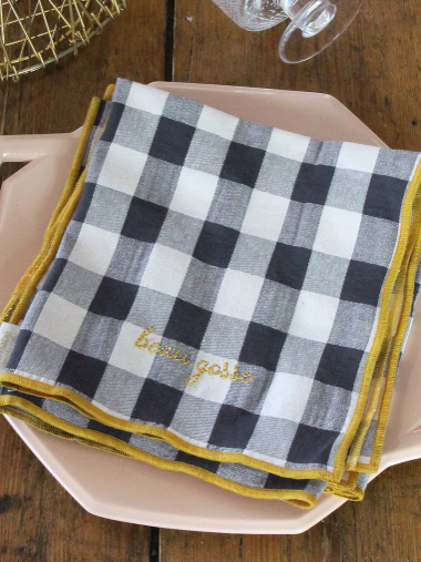 Serviettes brodées - Coton & broderie artisanale