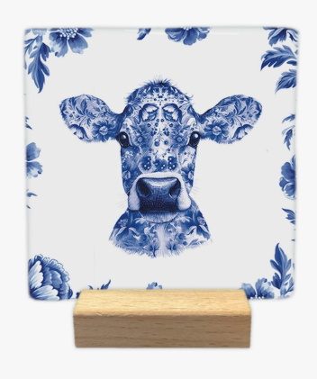 Carreau décoratif en céramique à message "Vache" – fabrication artisanale