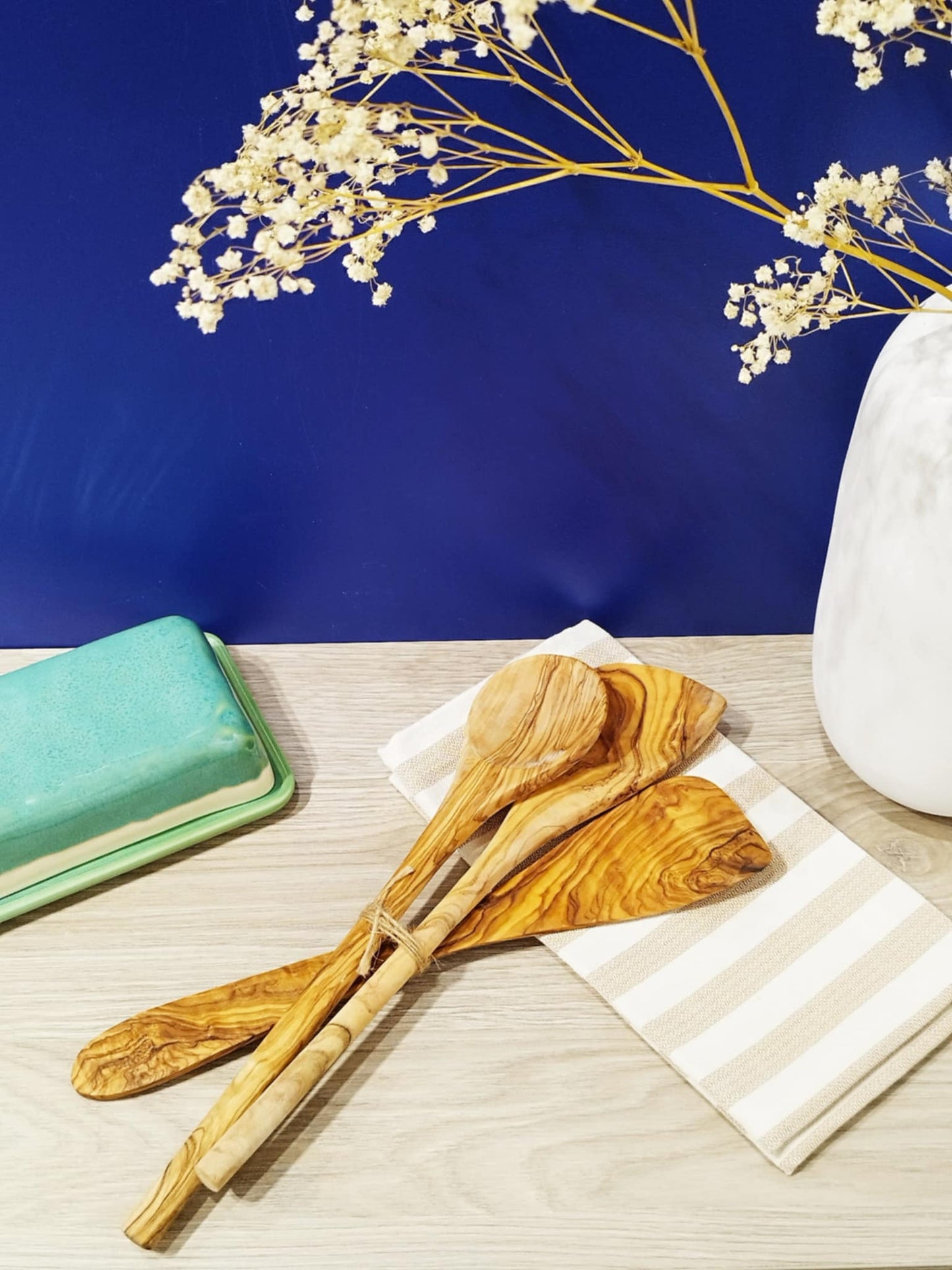 Lot de couverts - fait main en bois d'olivier 100% naturel