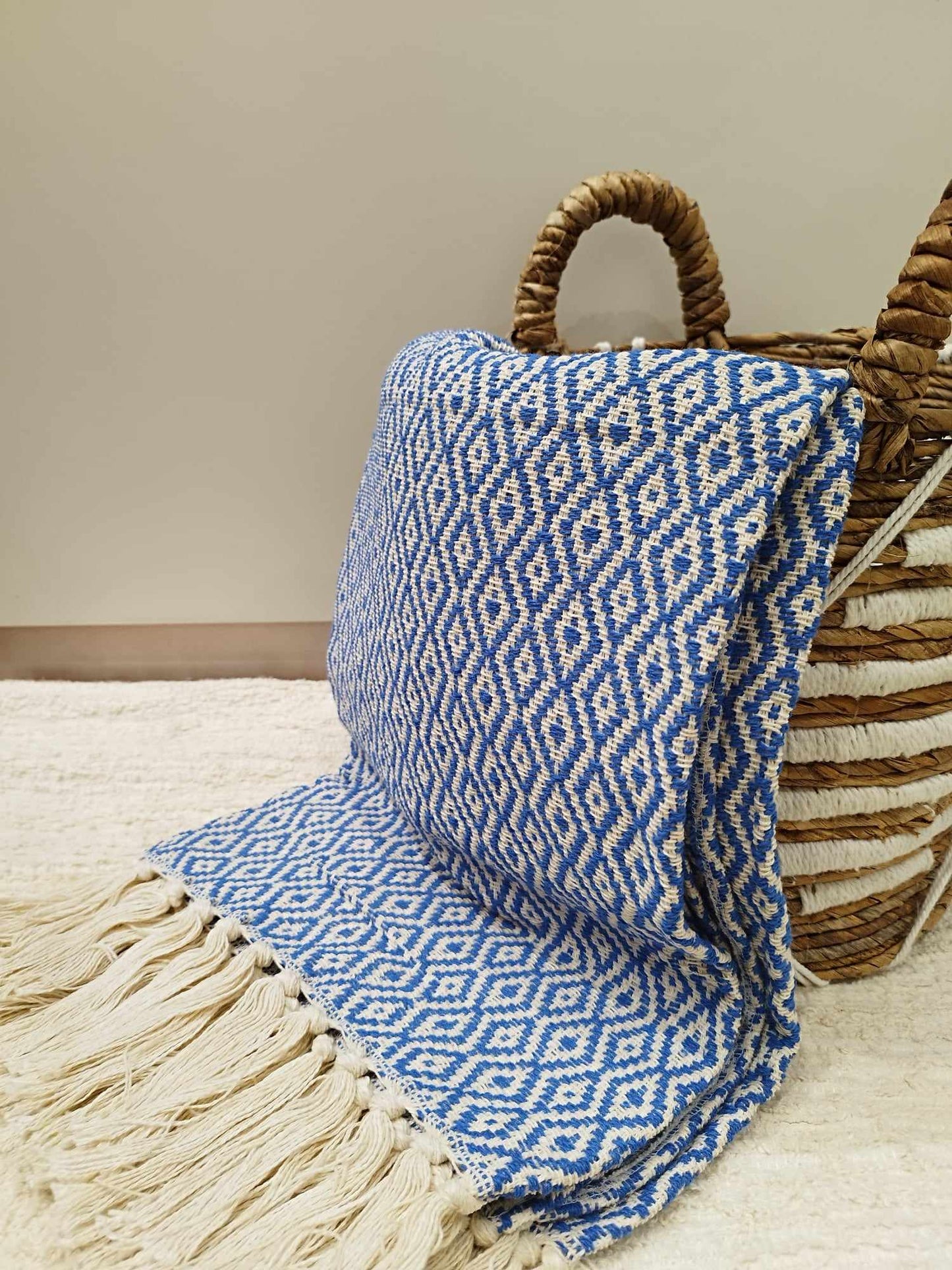 Plaid motif losange en coton 135*200cm