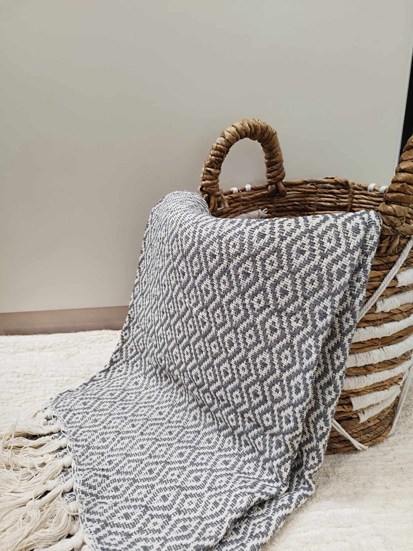 Plaid motif losange en coton 135*200cm