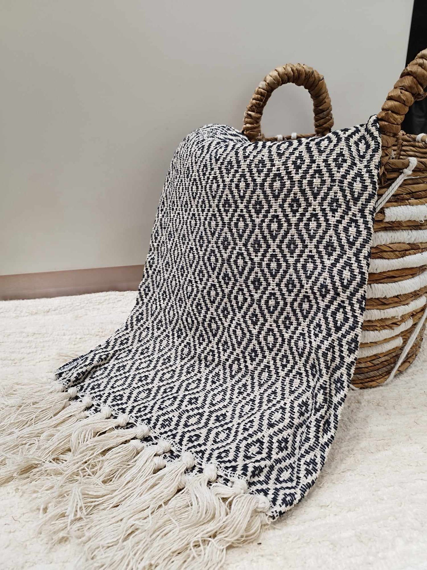 Plaid motif losange en coton 135*200cm