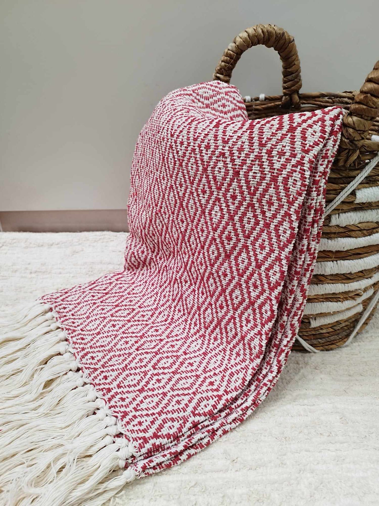 Plaid motif losange en coton 135*200cm