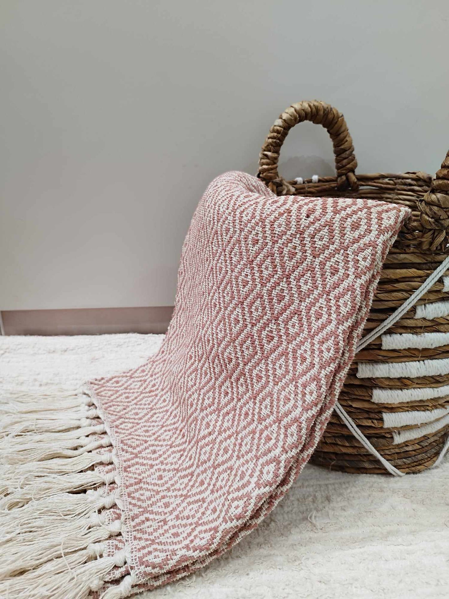 Plaid motif losange en coton 135*200cm
