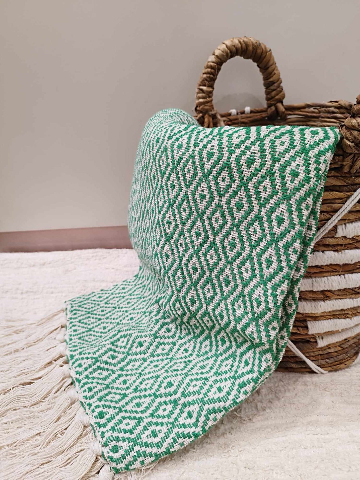 Plaid motif losange en coton 135*200cm