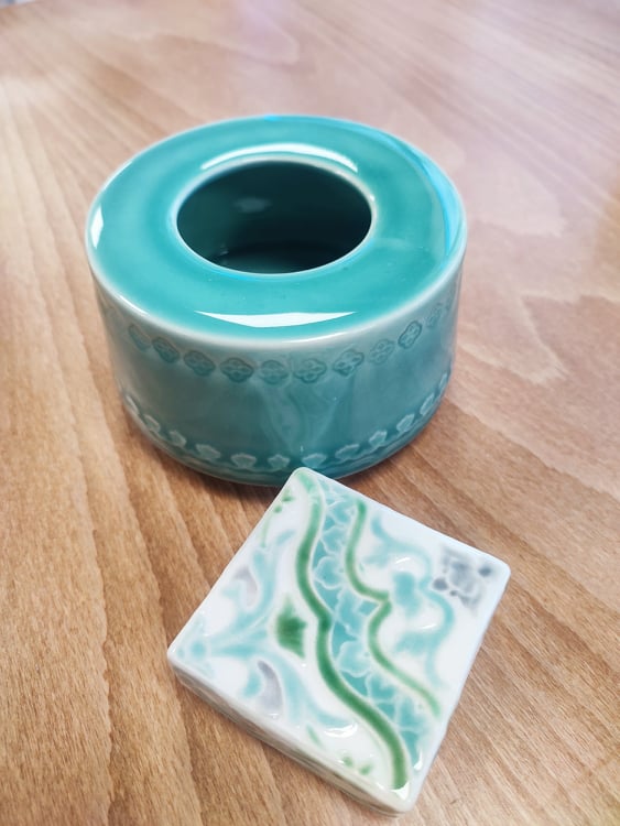 sucrier thé teatime azulejos turquoise fait main peint à la main Bordallo Pinheiro normandie portugal Saudade concept store cherbourg