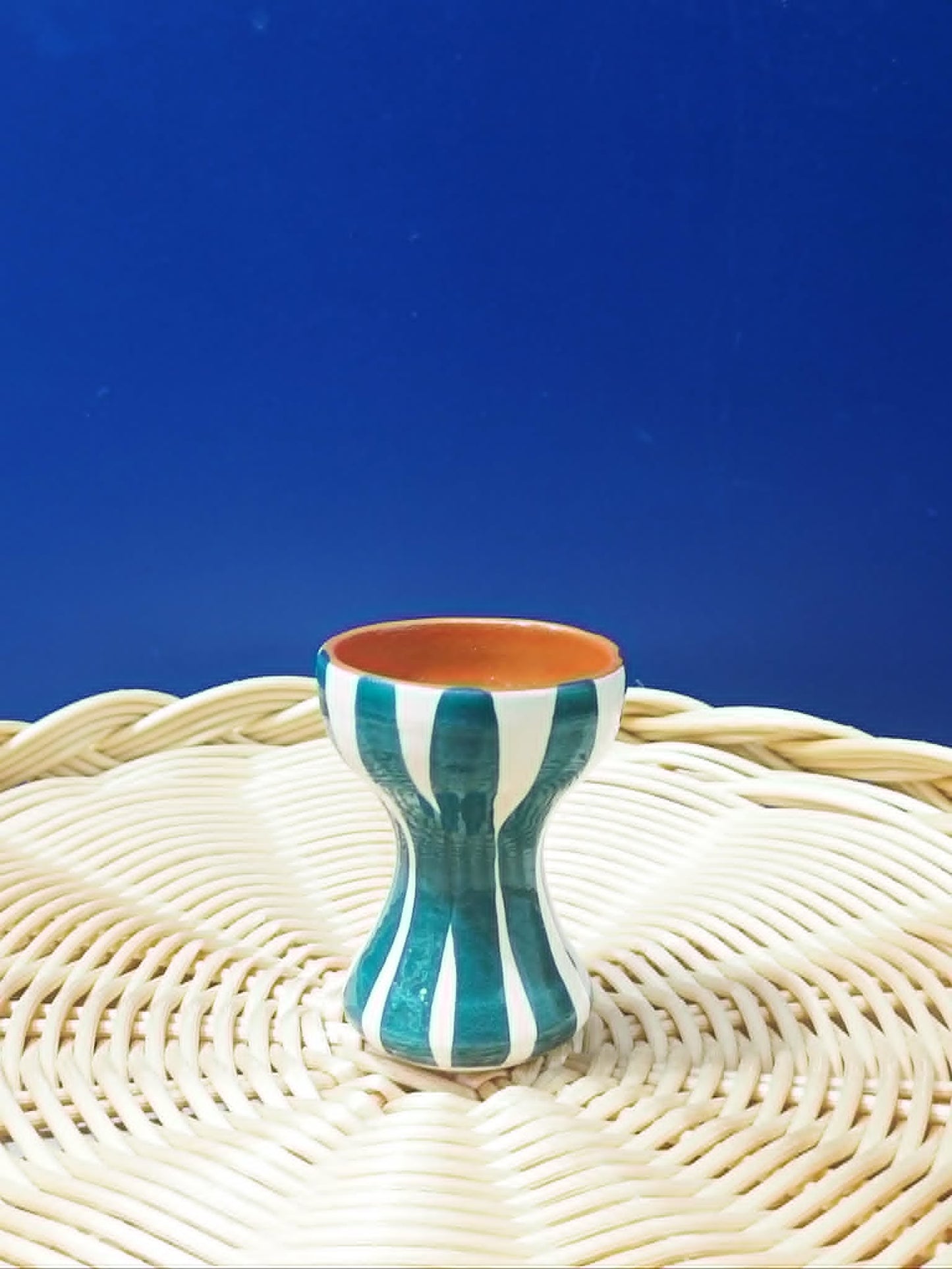 Coquetier rayures épaisses - Céramique artisanale portugaise A LOJA DA CERAMICA