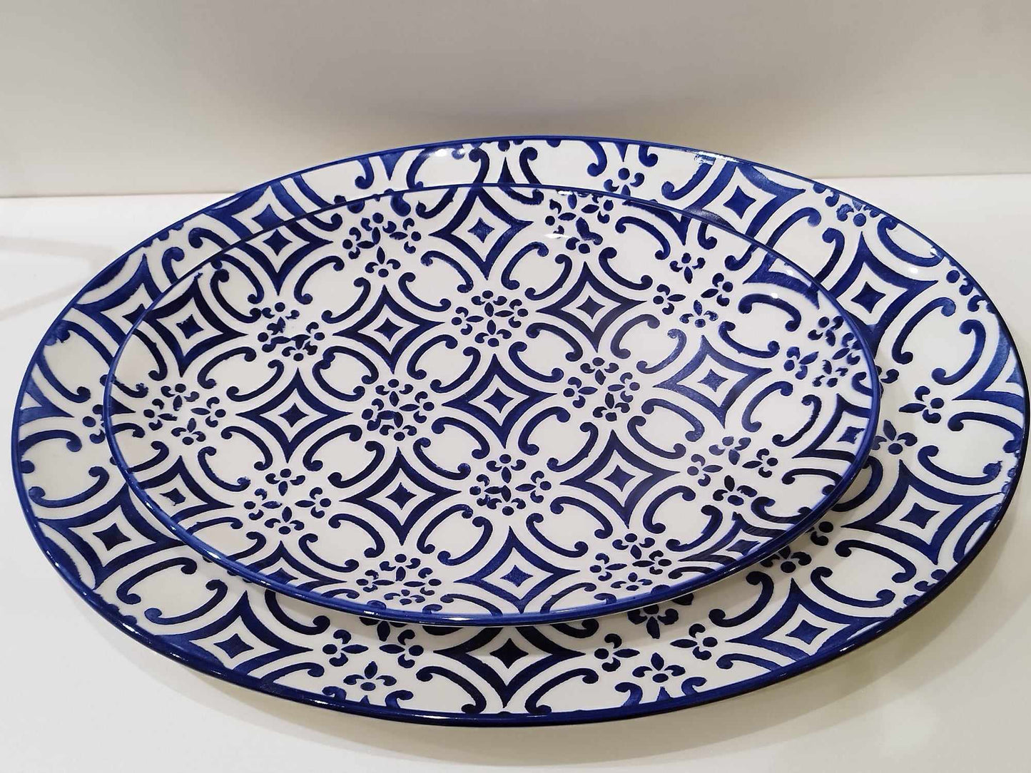 Plat oval motif azulejos