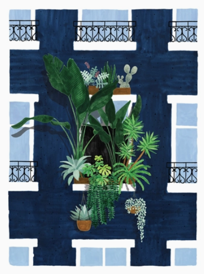 Affiche 30x40 cm "SUR LE BALCON" par Claire Leina