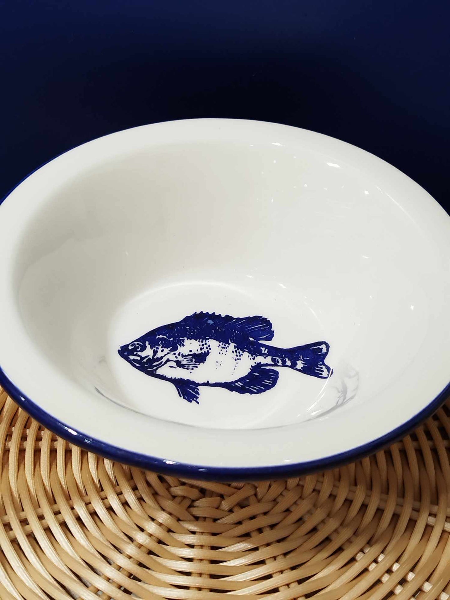 Bol 15 cm soupe bord de mer Duro Ceramics motif poisson bleu cobalt céramique artisanale faite et peinte à la main au Portugal concept store portugais cherbourg artisanat normandie livraison partout