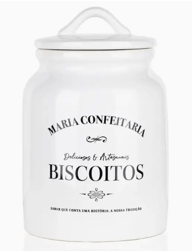 Bombonière en céramique blanche avec biscuits – Maria Confeitaria