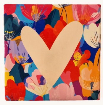 Carreau décoratif en céramique à message "Cœur & fleurs" – fabrication artisanale