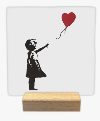 Carreau décoratif en céramique à message "BANKSY - La petite fille au ballon" – fabrication artisanale