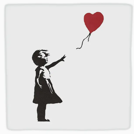 Carreau décoratif en céramique à message "BANKSY - La petite fille au ballon" – fabrication artisanale