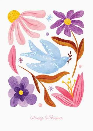 Carte Postale - Hirondelle colorée
