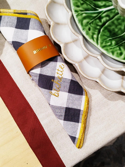 Chemin de table à bordure en coton recyclé - Fait au Portugal