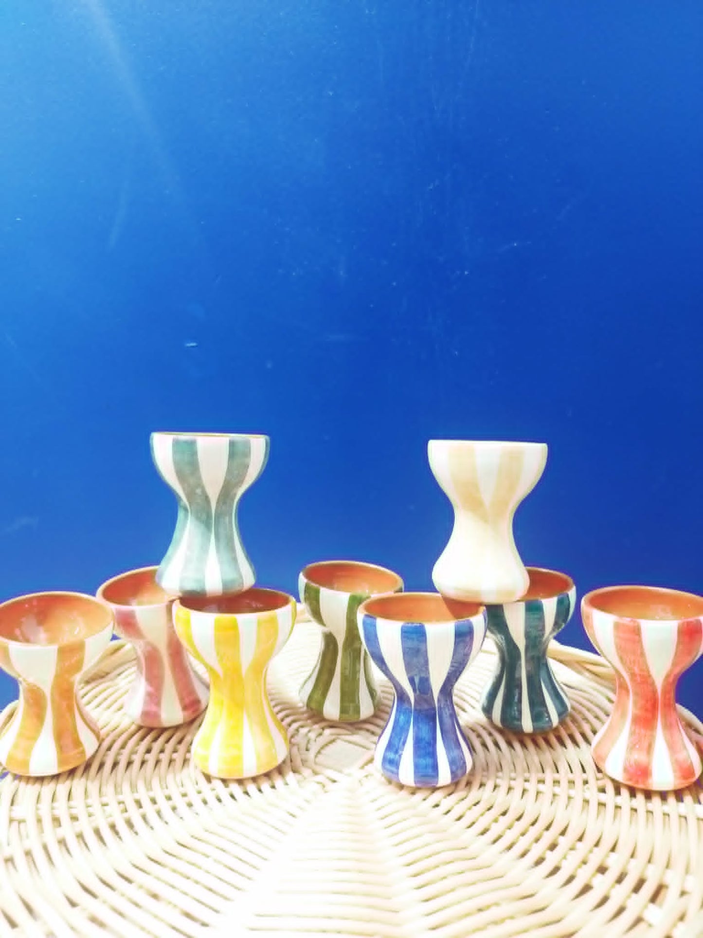 Coquetier rayures épaisses - Céramique artisanale portugaise A LOJA DA CERAMICA