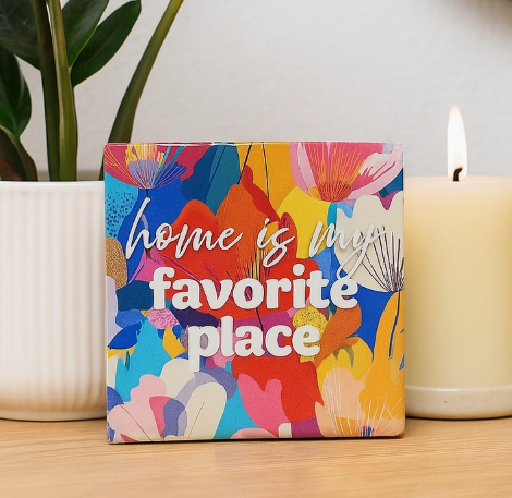 Carreau décoratif en céramique à message "Home is my favorite place" – fabrication artisanale