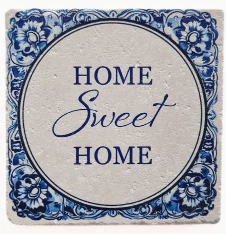 Carreau décoratif en céramique à message "Home sweet home" – fabrication artisanale