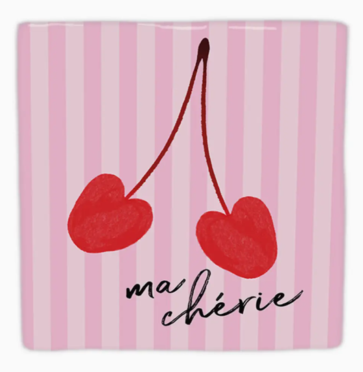 Carreau décoratif en céramique à message "Ma chèrie" – fabrication artisanale