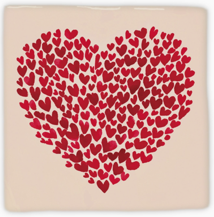 Carreau décoratif en céramique à message "Lots of love" – fabrication artisanale