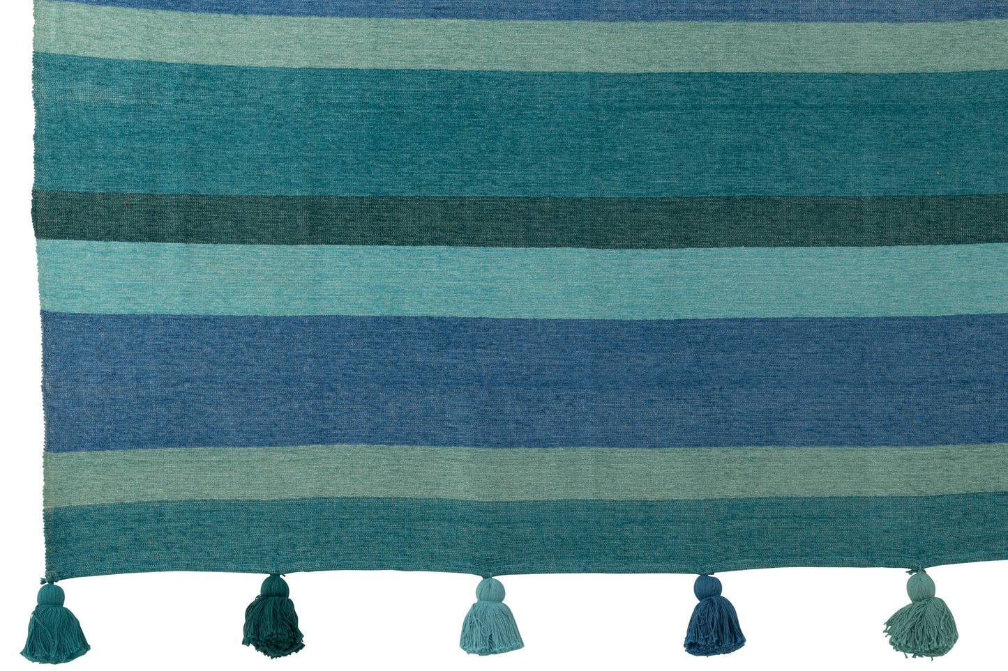 Plaids rayés orange ou bleu à pompons