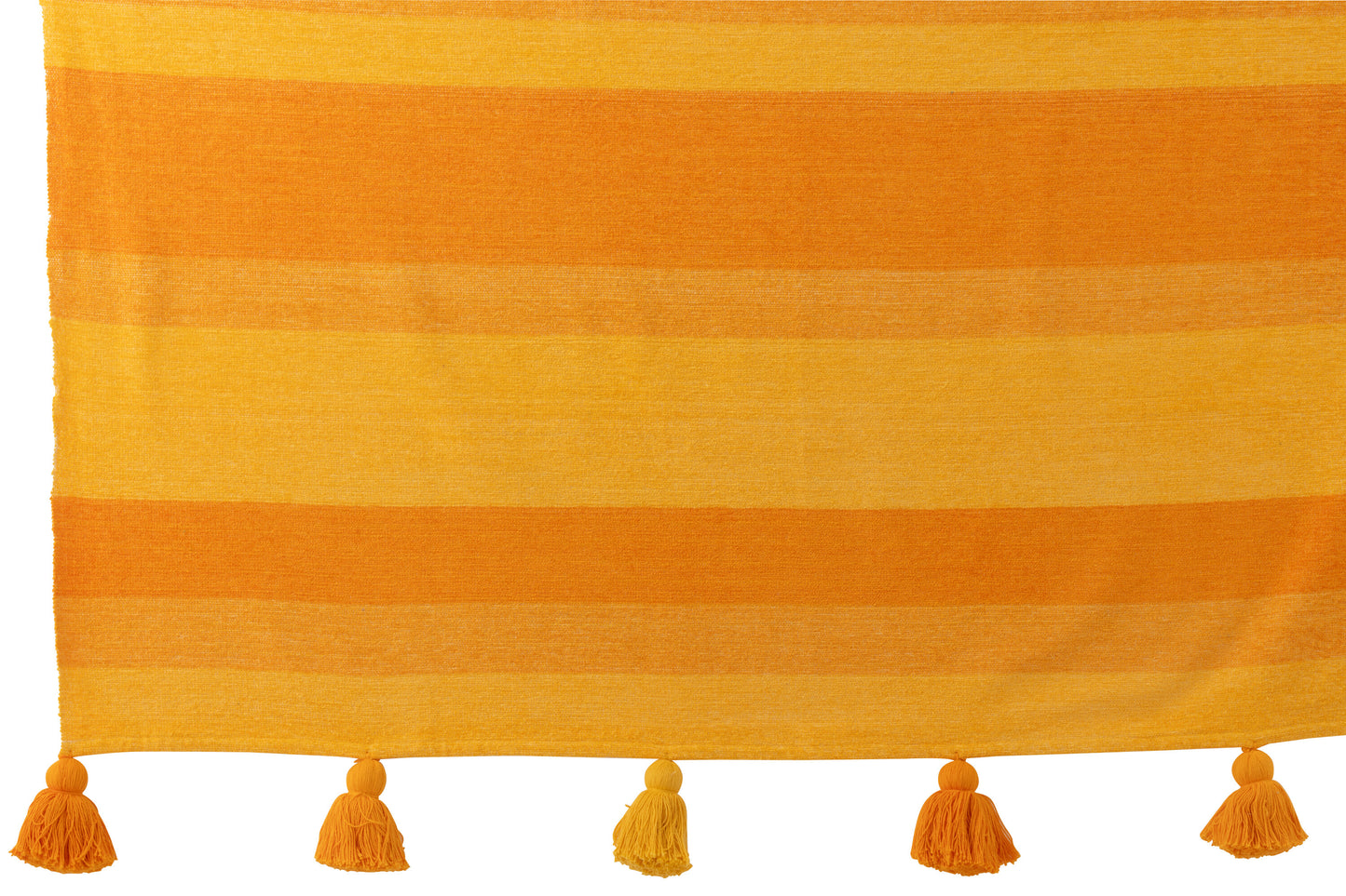 Plaids rayés orange ou bleu à pompons