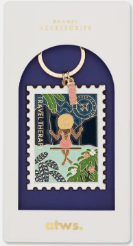 Porte-clés Timbre voyage - accessoire coloré & idée cadeau