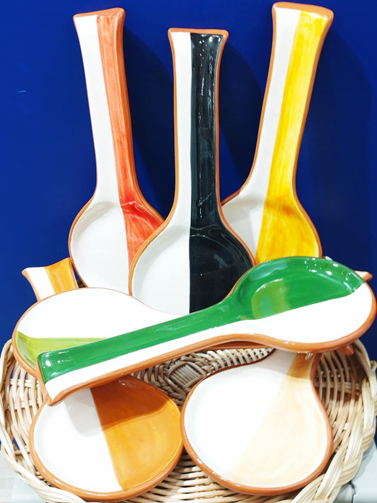 Repose cuillère bicolore - Céramique artisanale portugaise A LOJA DA CERAMICA