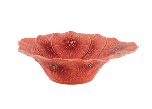 Saladier Rose Alcea en faïence - Céramique artisanale BORDALLO PINHEIRO