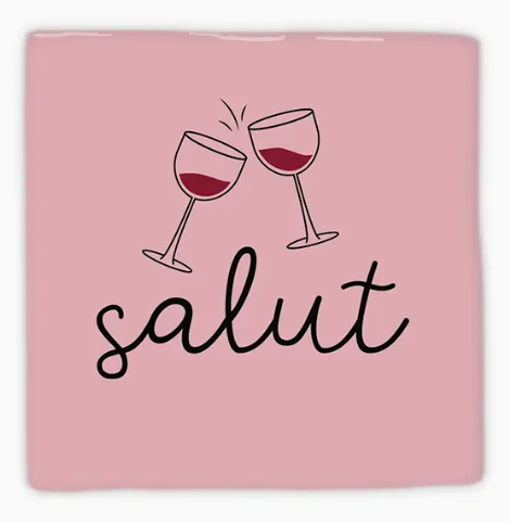 Carreau décoratif en céramique à message "Salut" – fabrication artisanale