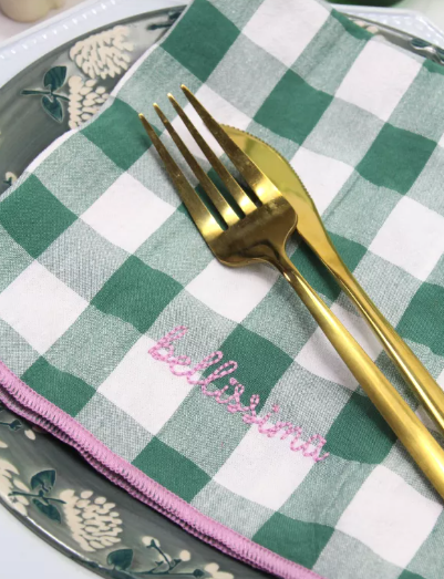 Serviettes brodées - Coton & broderie artisanale