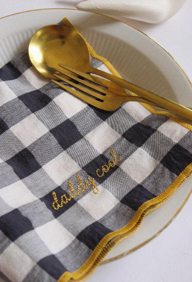 Serviettes brodées - Coton & broderie artisanale