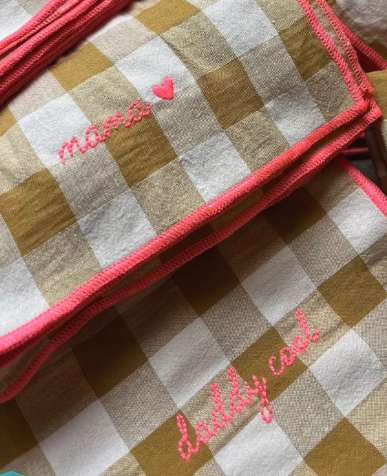 Serviettes brodées - Coton & broderie artisanale