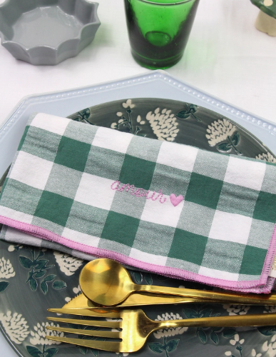 Serviettes brodées - Coton & broderie artisanale