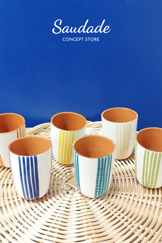 Tasse à café "bande de lignes" - Céramique artisanale A LOJA DA CERAMICA
