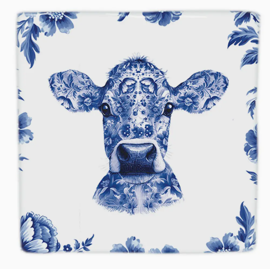 Carreau décoratif en céramique à message "Vache" – fabrication artisanale