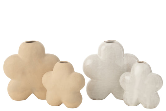 Vases fleur en porcelaine Blanc ou Beige