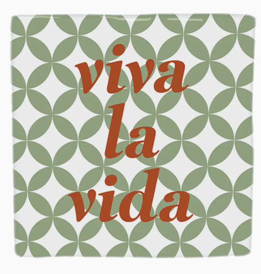 Carreau décoratif en céramique à message "Viva la vida" – fabrication artisanale