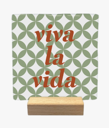 Carreau décoratif en céramique à message "Viva la vida" – fabrication artisanale