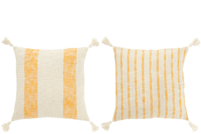 Coussins carrés en coton à ligne orange déhoussable