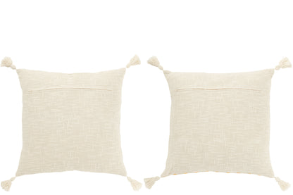 Coussins carrés en coton à ligne orange déhoussable