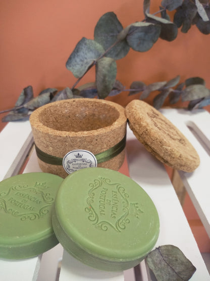 savon liège boîte parfums huiles essentielles violette lavande jasmin eucalyptus citron orange fruits rouges cerise soin du visage soin du corps hygiène cherbourg portugal artisanat saudade cotentin